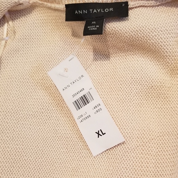 Ann Taylor Cream Ribbed Trim Cardigan XL - Picture 5 of 6
